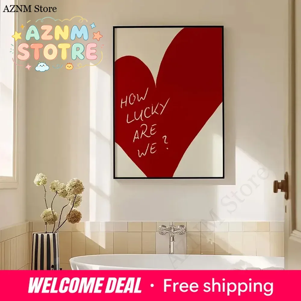 Home Decor How To - 1 sztuka Bezramowy Czerwony Plakat z