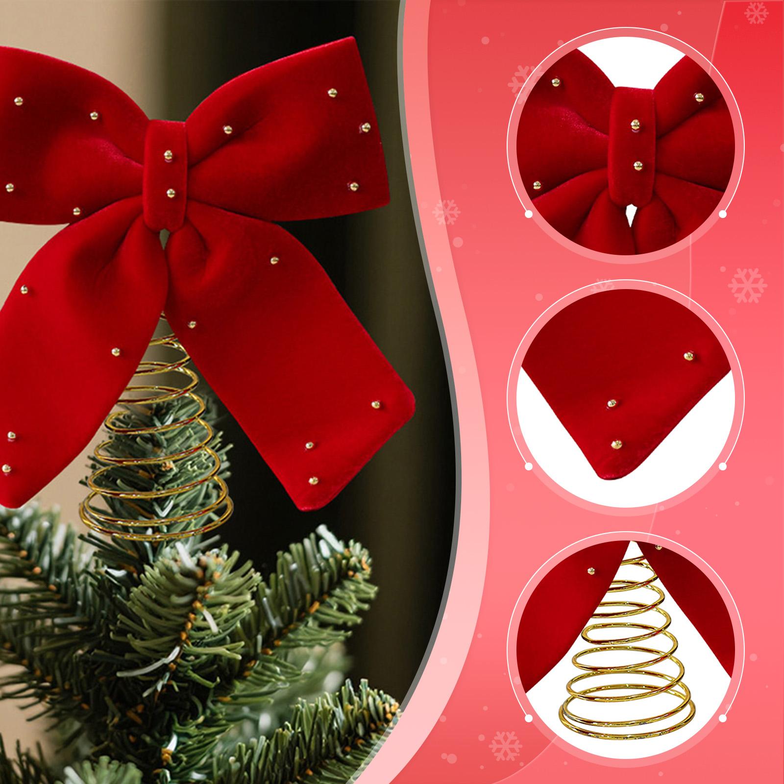 Home Xmas Decor Ideas - Elegancki czerwony wieniec na czub choinki