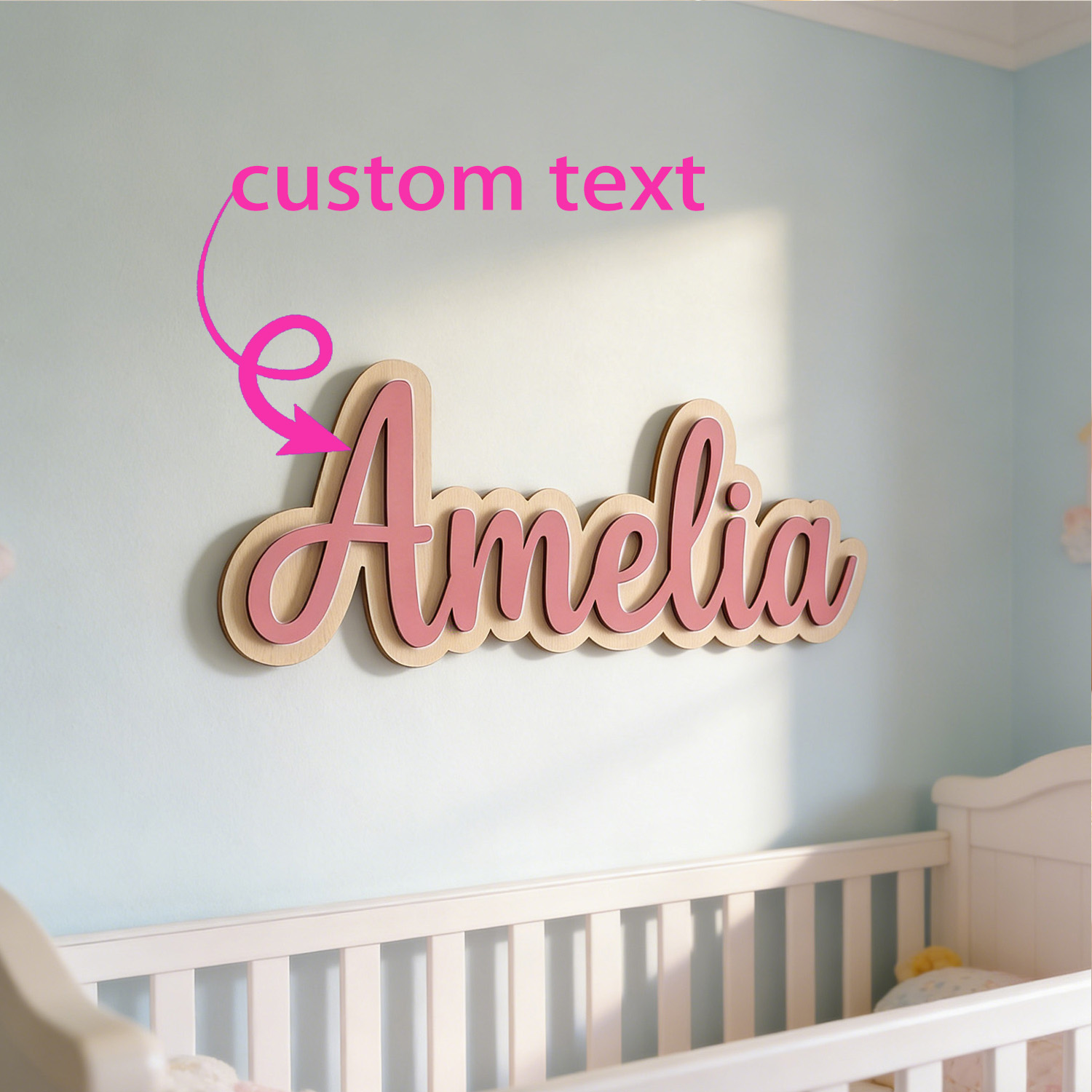 Home Decor Zone - 1 szt. Personalizowana, dwuwarstwowa, drewniana tabliczka