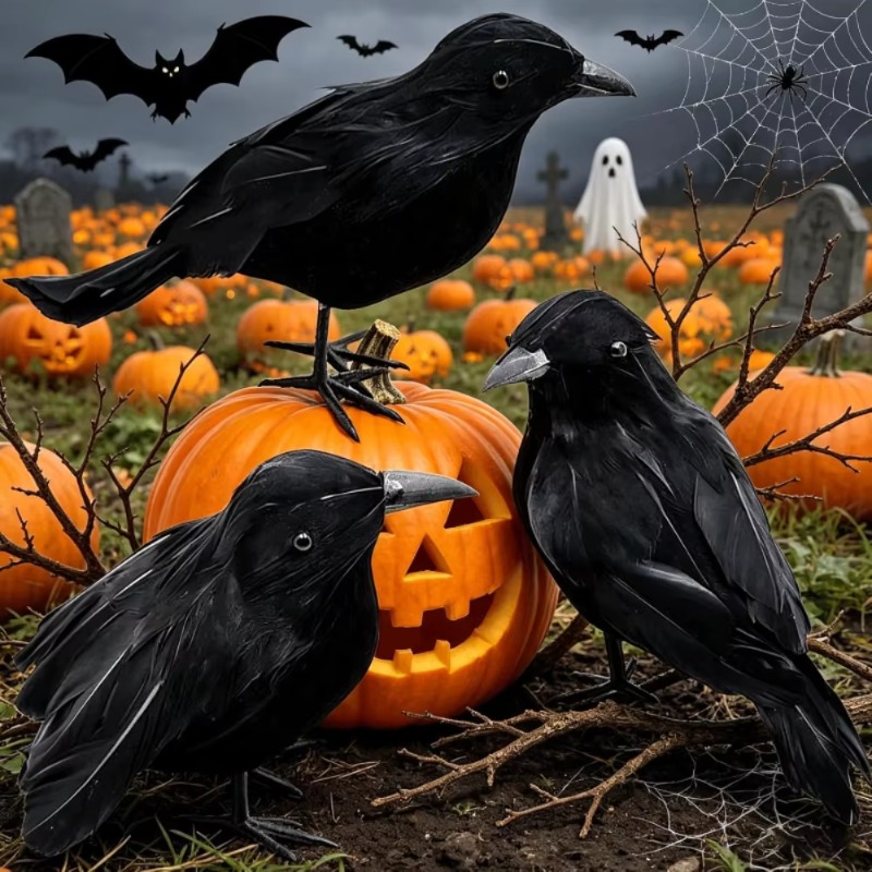 Home Decor Com - 1 szt. Czarna Wrona Dekoracja Halloween