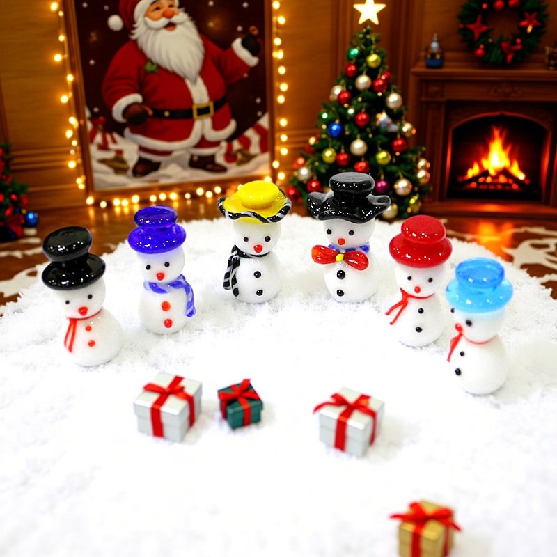 Home Xmas Decor Ideas - Mini Urocza Szklana Figurka Bałwana Świąteczna