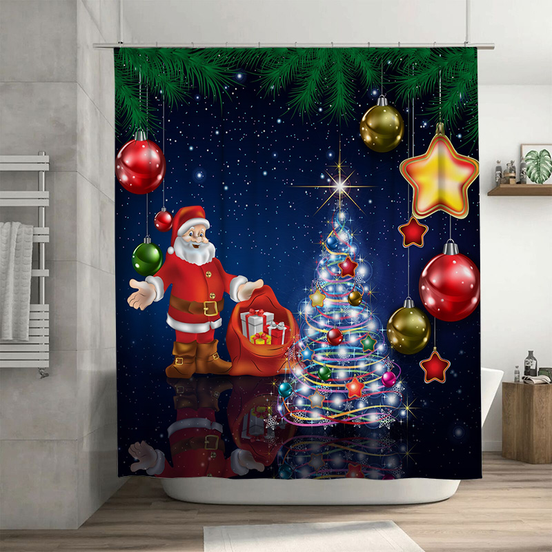 Home Xmas Decor Ideas - Zasłona prysznicowa świąteczna TU, Święty Mikołaj,