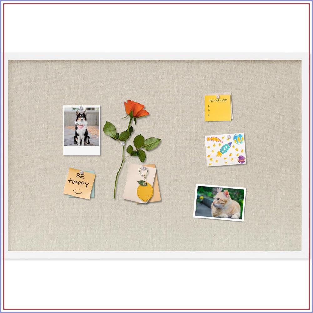 Home Decor Vision Board - Tablica korkowa 30x20 cali, lniana biała