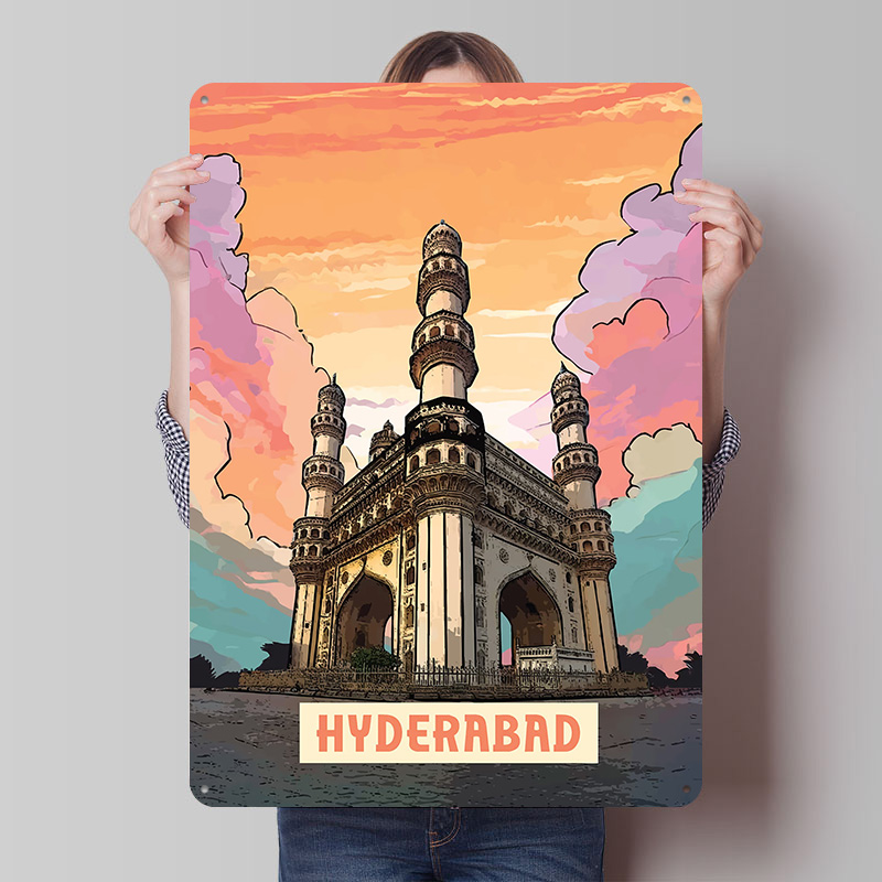 Home Decor Hyderabad - Hyderabad Plakat Personalizowany Vintage Metalowe Tabliczki