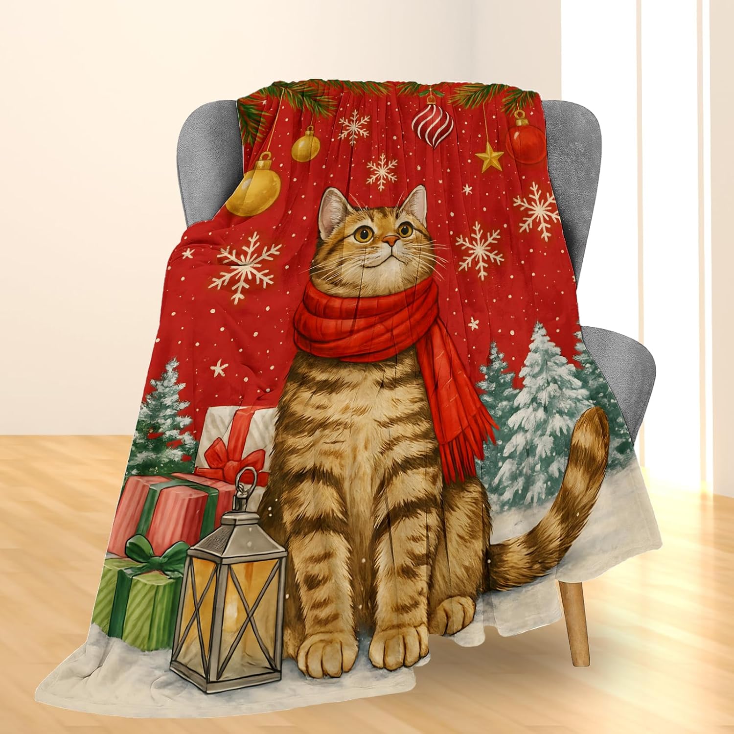 Świąteczny koc z motywem kota, – Home Xmas Decor Ideas recenzja i cena