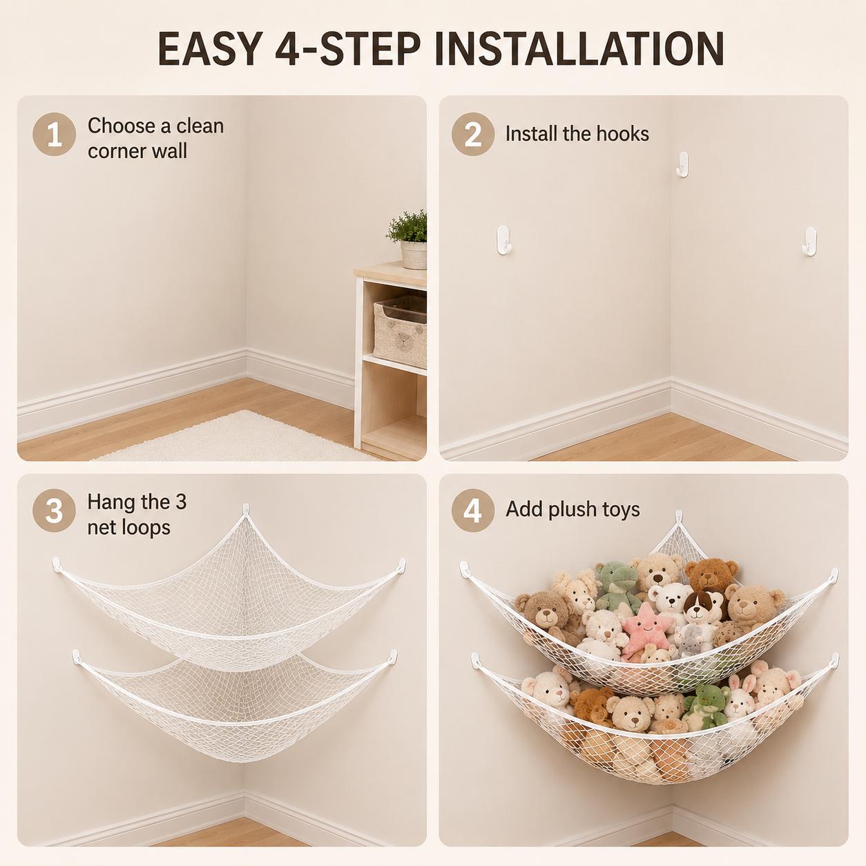 Hamak na zabawki z siatki, wis – Home Decor Zone recenzja i cena