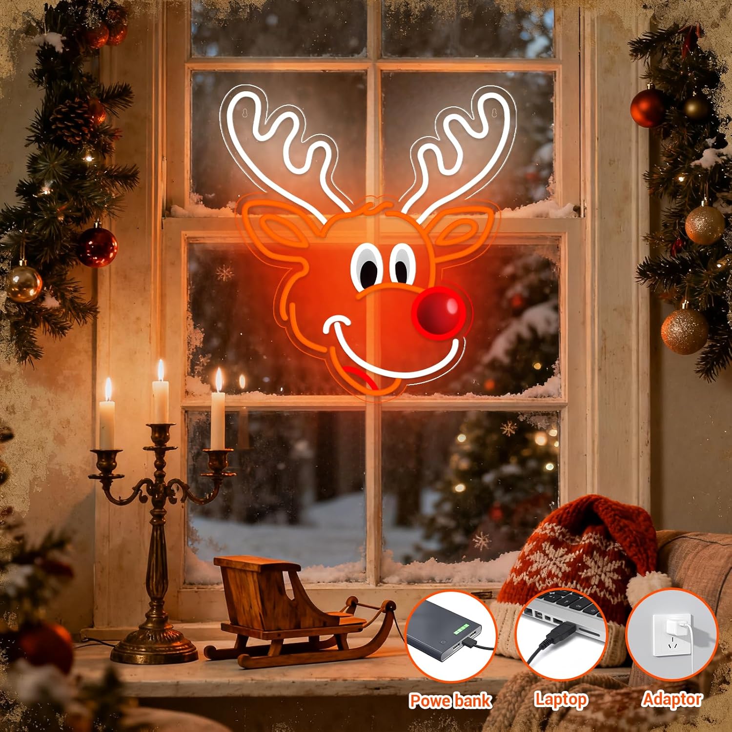 Uroczy neonowy renifer świątec – Home Xmas Decor Ideas recenzja i cena